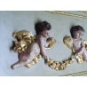 French Tumeau mirror Louis XVI with angels and made to mesure
