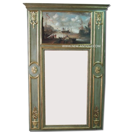 French Tumeau mirror Louis XVI with oil paint