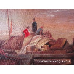 Trumeau ancien Louis XVI avec peinture de navires | New Antique