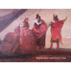 Trumeau ancien Louis XVI avec peinture de navires | New Antique