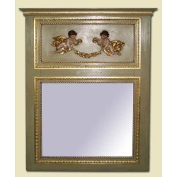 French Tumeau mirror Louis XVI with angels and made to mesure